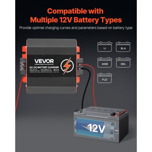 12V 20A DC to DC Charger Battery Charger 250W for Lead-Acid Lithium AGM