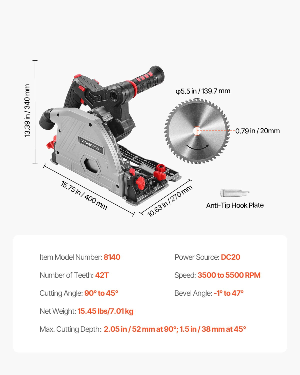 Sladdlös bandsåg 5-1/2 i nedskärningssågsats för trämetall (endast verktyg)