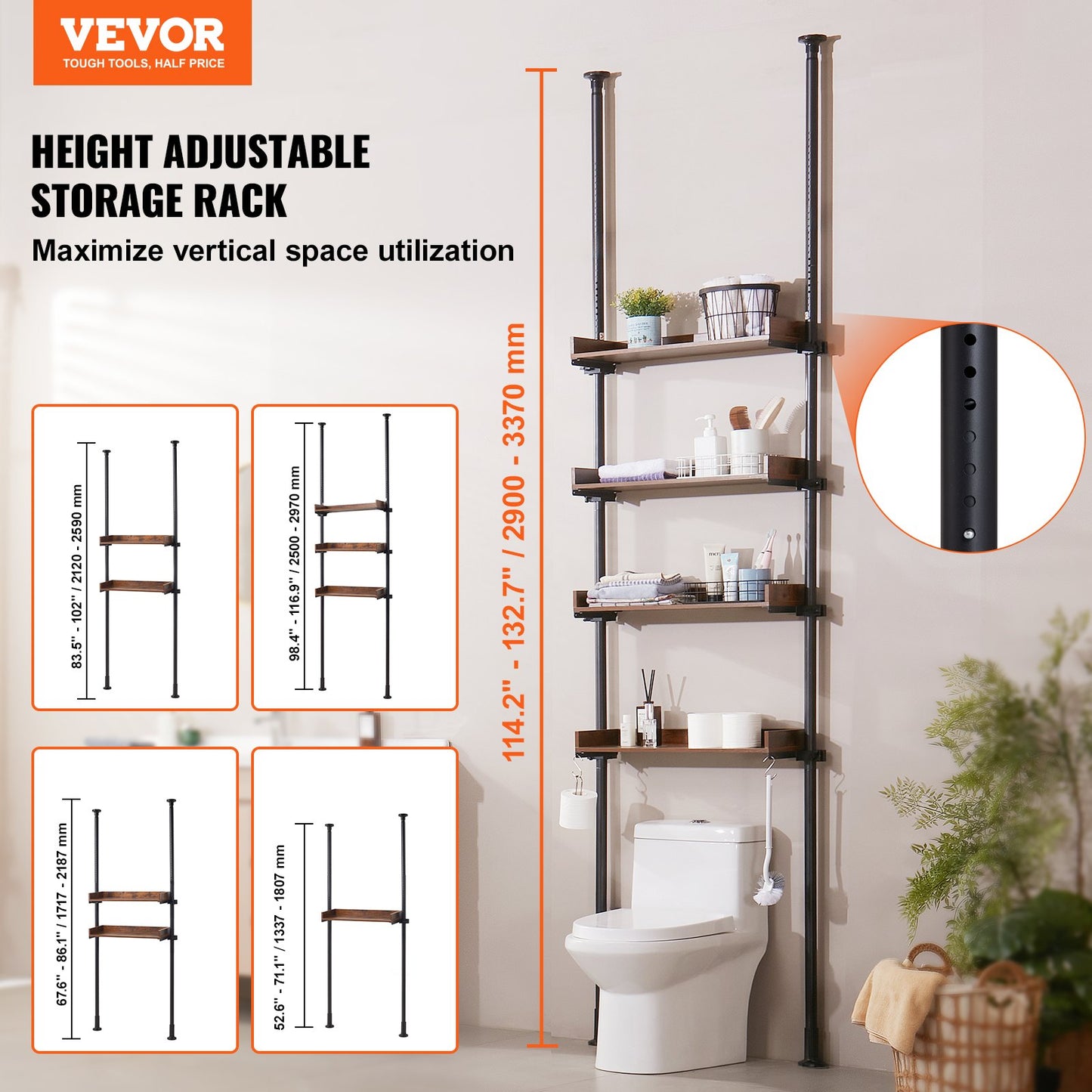 Över toaletten Förvaring 4-vånings badrum Hylla Rack Space Saver Organizer
