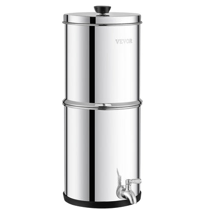 1.5G Gravity-matat vattenfilter bänkskivasystem rostfritt stål 2 filter