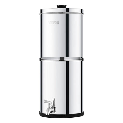1.5G Gravity-matat vattenfilter bänkskivasystem rostfritt stål 2 filter