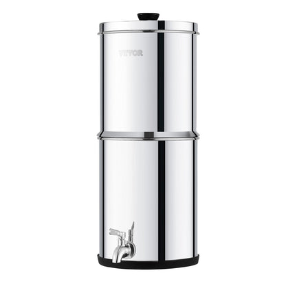 2.25G Gravity-matat vattenfilter bänkskivasystem rostfritt stål 2 filter