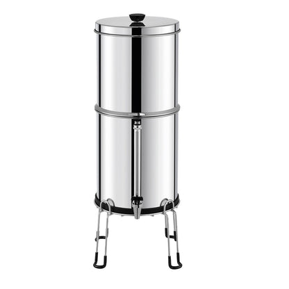 2.25G Gravity-matat vattenfilter bänkskivasystem rostfritt stål 2 filter