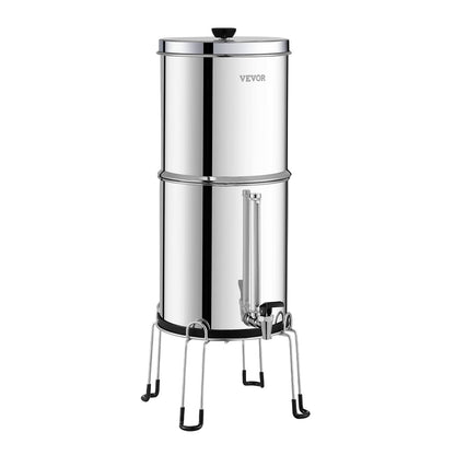 2.25G Gravity-matat vattenfilter bänkskivasystem rostfritt stål 2 filter