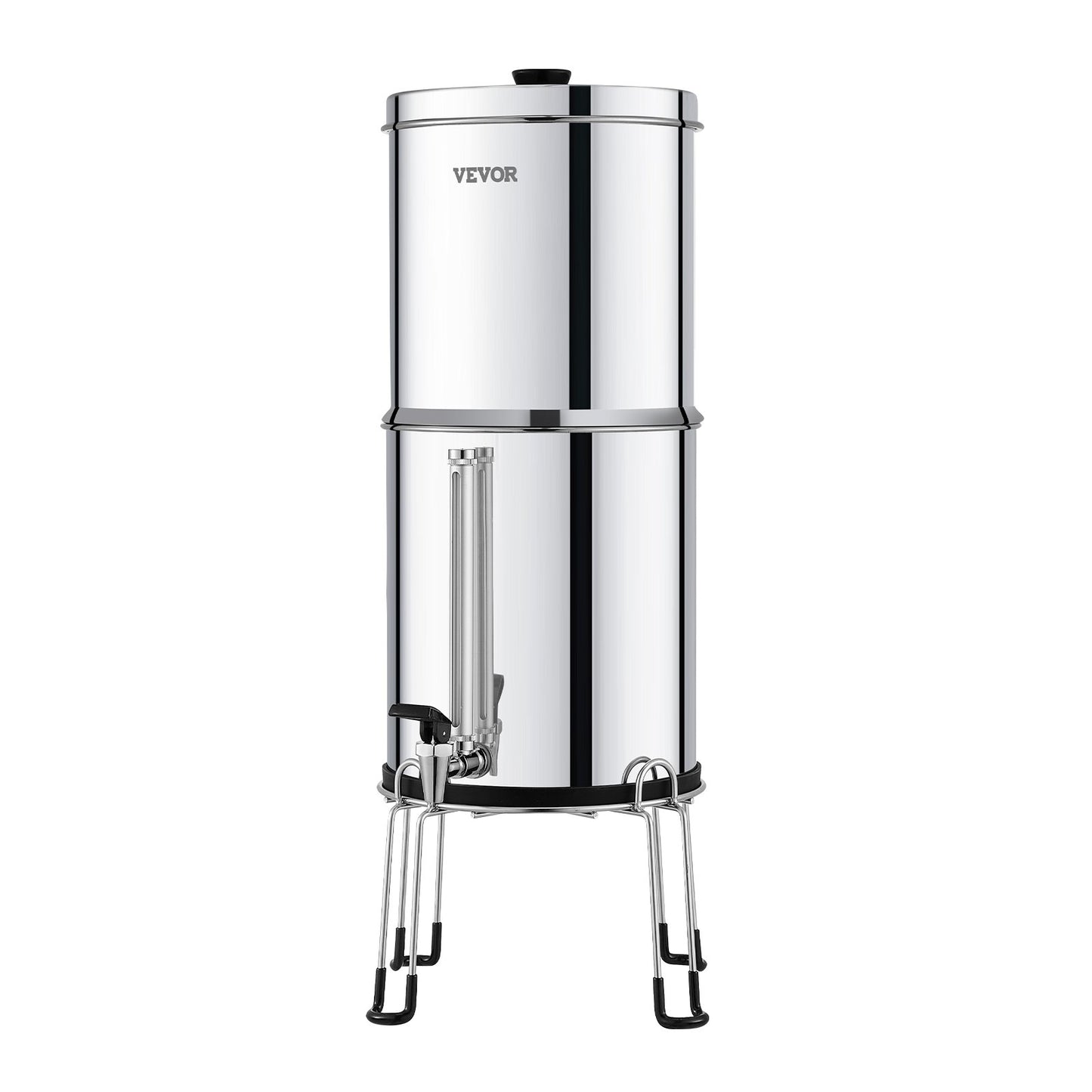 2.25G Gravity-matat vattenfilter bänkskivasystem rostfritt stål 2 filter