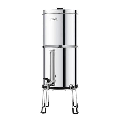 2.25G Gravity-matat vattenfilter bänkskivasystem rostfritt stål 2 filter