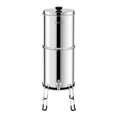 2.25G Gravity-matat vattenfilter bänkskivasystem rostfritt stål 2 filter