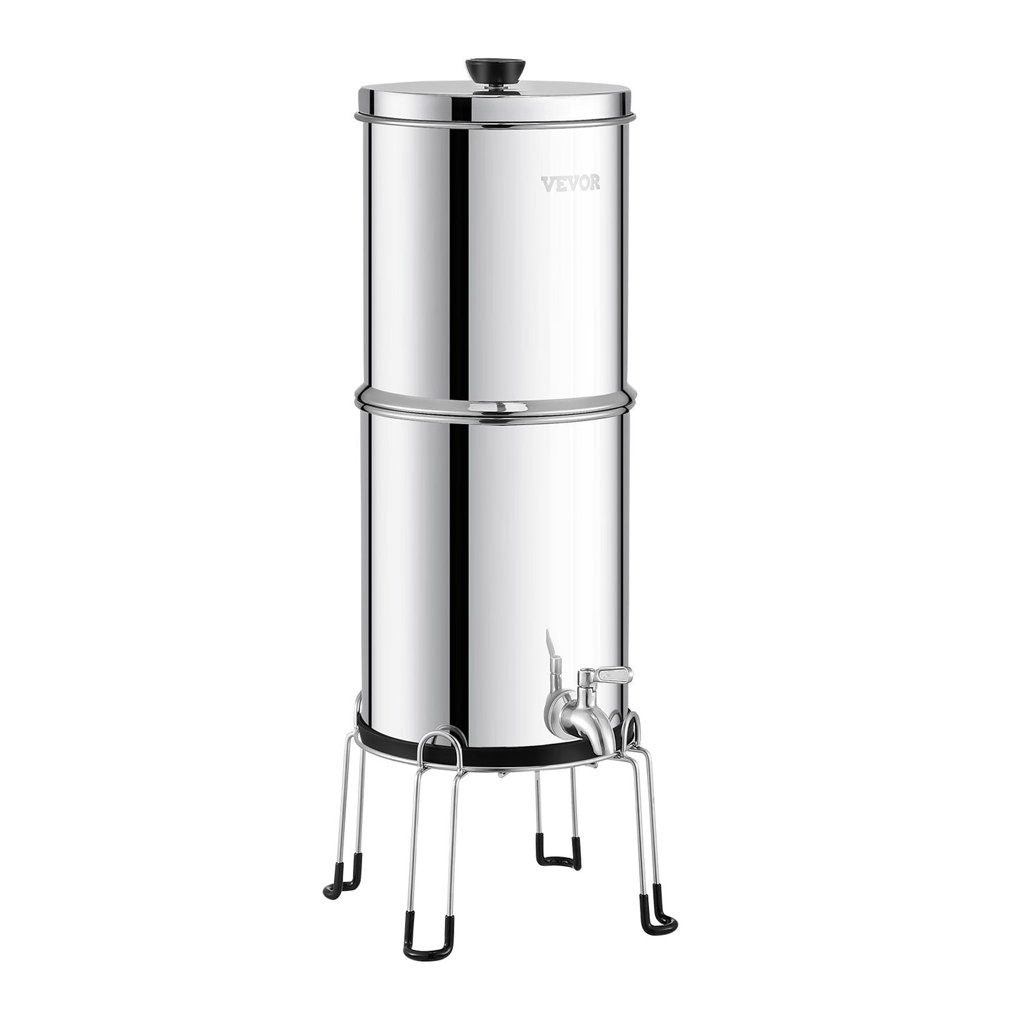 2.25G Gravity-matat vattenfilter bänkskivasystem rostfritt stål 2 filter