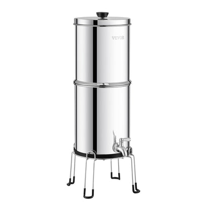 2.25G Gravity-matat vattenfilter bänkskivasystem rostfritt stål 2 filter