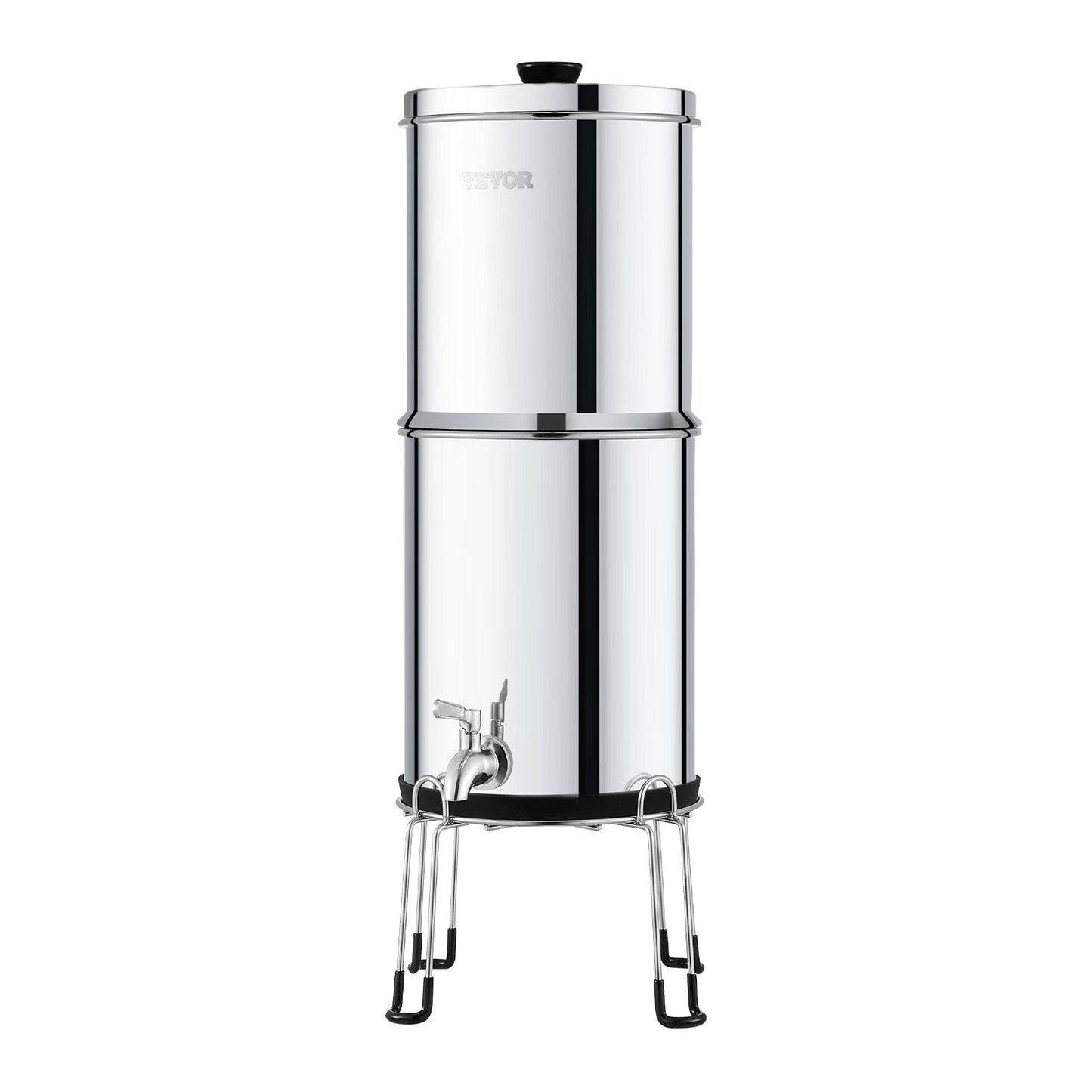 2.25G Gravity-matat vattenfilter bänkskivasystem rostfritt stål 2 filter