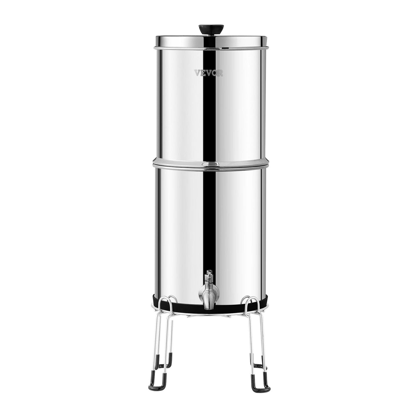 2.25G Gravity-matat vattenfilter bänkskivasystem rostfritt stål 2 filter