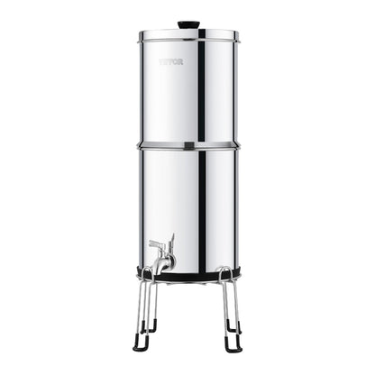 2.25G Gravity-matat vattenfilter bänkskivasystem rostfritt stål 2 filter