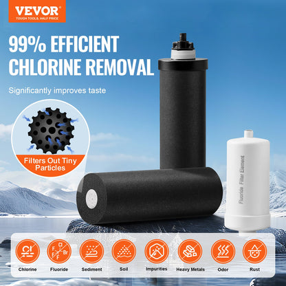 2.25G Gravity-matat vattenfilter bänkskivasystem rostfritt stål 4 filter