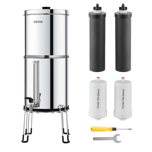 2.25G Gravity-matat vattenfilter bänkskivasystem rostfritt stål 4 filter