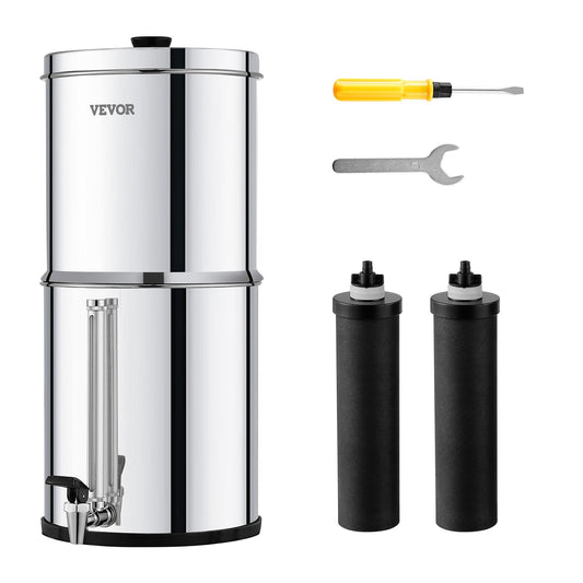 2.25G Gravity-matat vattenfilter bänkskivasystem rostfritt stål 2 filter