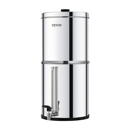 2.25G Gravity-matat vattenfilter bänkskivasystem rostfritt stål 2 filter