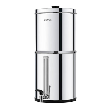 2.25G Gravity-matat vattenfilter bänkskivasystem rostfritt stål 2 filter