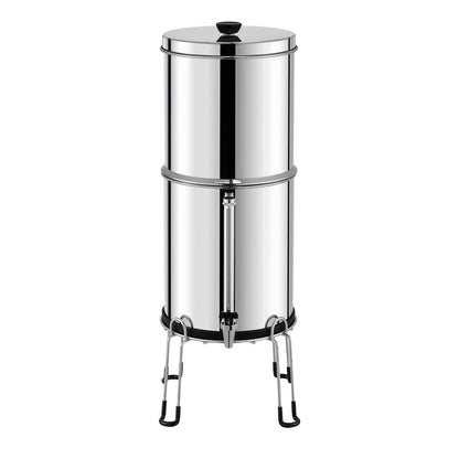 2.25G Gravity-matat vattenfilter bänkskivasystem rostfritt stål 2 filter