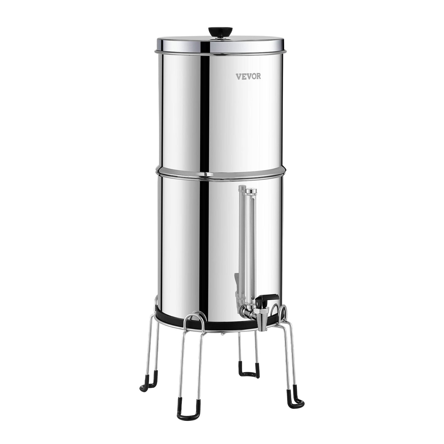 2.25G Gravity-matat vattenfilter bänkskivasystem rostfritt stål 2 filter