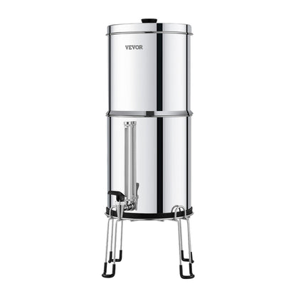 2.25G Gravity-matat vattenfilter bänkskivasystem rostfritt stål 2 filter
