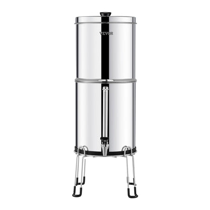 2.25G Gravity-matat vattenfilter bänkskivasystem rostfritt stål 2 filter