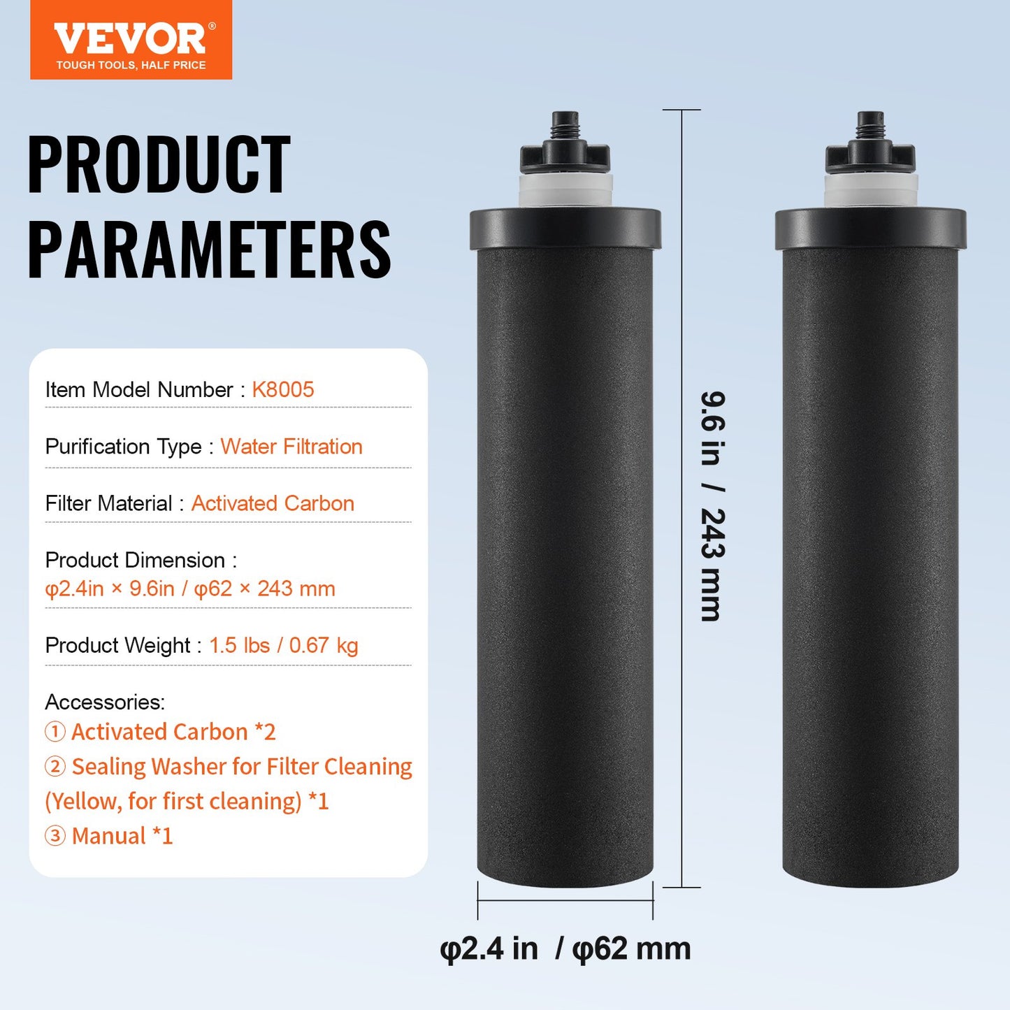 Reningsvattenfilterbyte för Gravity Filter System 2 Pack