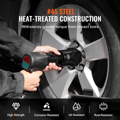 Wheel Bearing Lock Nut Socket Set 1/2 in Drive 7 Piece SAE and Metric 6-Point