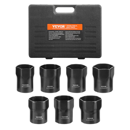 Wheel Bearing Lock Nut Socket Set 1/2 in Drive 7 Piece SAE and Metric 6-Point