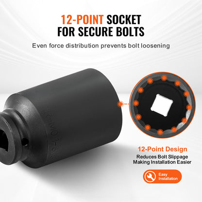 Shaft Nut Stop Sleeve 1/2" Drive Deep 12-Points 8PCS Metric Nut Sleeve