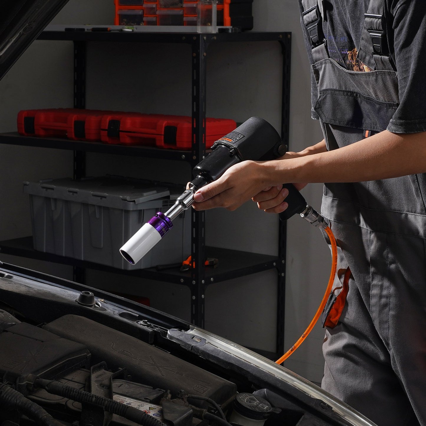 Slagmutter Slaghylsa Set 1/2 in Drive Metrisk 6-punkts djuphylsa 7PCS