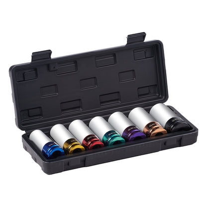 Slagmutter Slaghylsa Set 1/2 in Drive Metrisk 6-punkts djuphylsa 7PCS