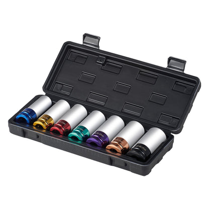 Slagmutter Slaghylsa Set 1/2 in Drive Metrisk 6-punkts djuphylsa 7PCS