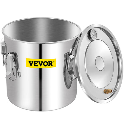 50L SUS Water Distiller with Condenser and Barrel Barrel, 13.2 Grids Essential Oil Boiler with Copper Tube, Home Brewing Kit with Built-in Thermometer