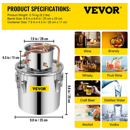 Moonshine Still Distillery Kit 3,3 Gal Water Essential Oil Destillation Kit med vattenpump
