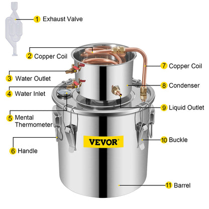 Moonshine Still Distillery Kit 3,3 Gal Water Essential Oil Destillation Kit med vattenpump