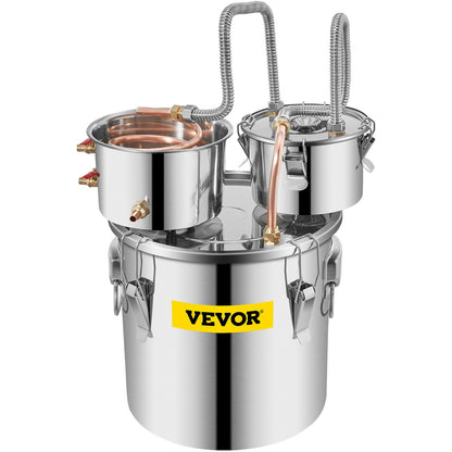 Moonshine Still Distiller 5Gal 21L rostfritt stål vattendestillator kopparrör med cirkulationspump Hembryggningssats Inbyggd termometer