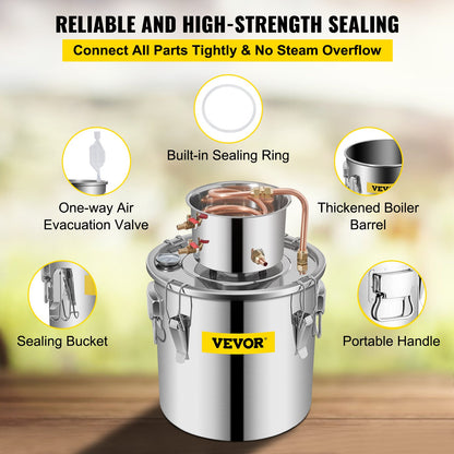 Vevor Moonshine Still Distillery Kit 9.6G Essential Oil Distillation Kit with Water Pump