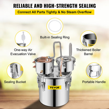 8,5 Gal Home Use Moonshine Still Brewing Rostfritt stål Vatten eterisk olja Dubbelfat