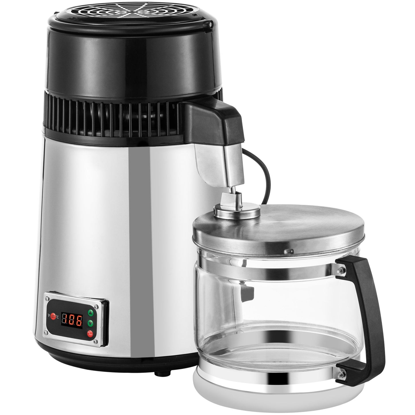 Silbernes Wasserdestilliergerät, 750 W, Wasserdestilliergerät mit einstellbarer Temperatur, 4 l, Weinherstellungsset, Brauset, Innendestilliergerät aus Edelstahl mit einstellbarer Temperatur für die Küche zu Hause