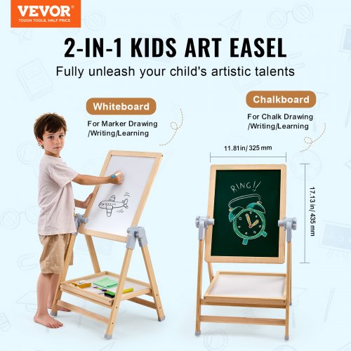 2-i-1 Kids Art staffli dubbelsidig magnetisk skrivtavla i trä |  EU