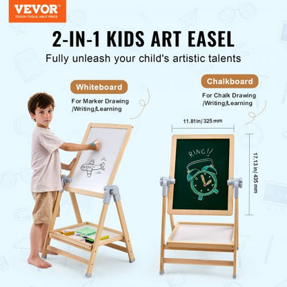 2-i-1 Kids Art staffli dubbelsidig magnetisk skrivtavla i trä |  EU