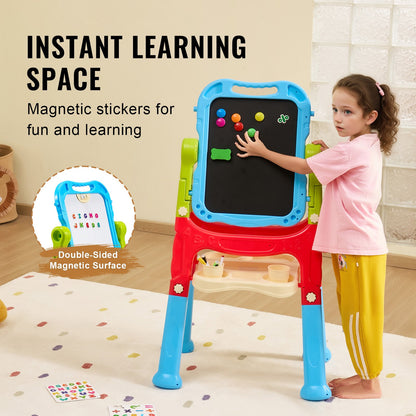 2-i-1 Kids Art staffli dubbelsidig magnetisk whiteboard svarta tavla roterande