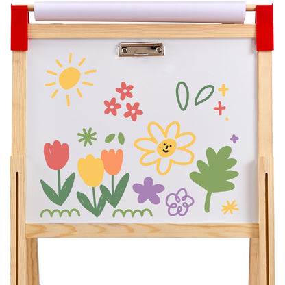 3-in-1 Children's Art Easel Double-Sided Magnetic Wooden Writing Board