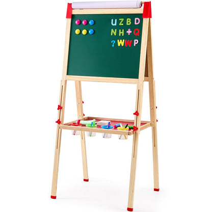 3-in-1 Children's Art Easel Double-Sided Magnetic Wooden Writing Board