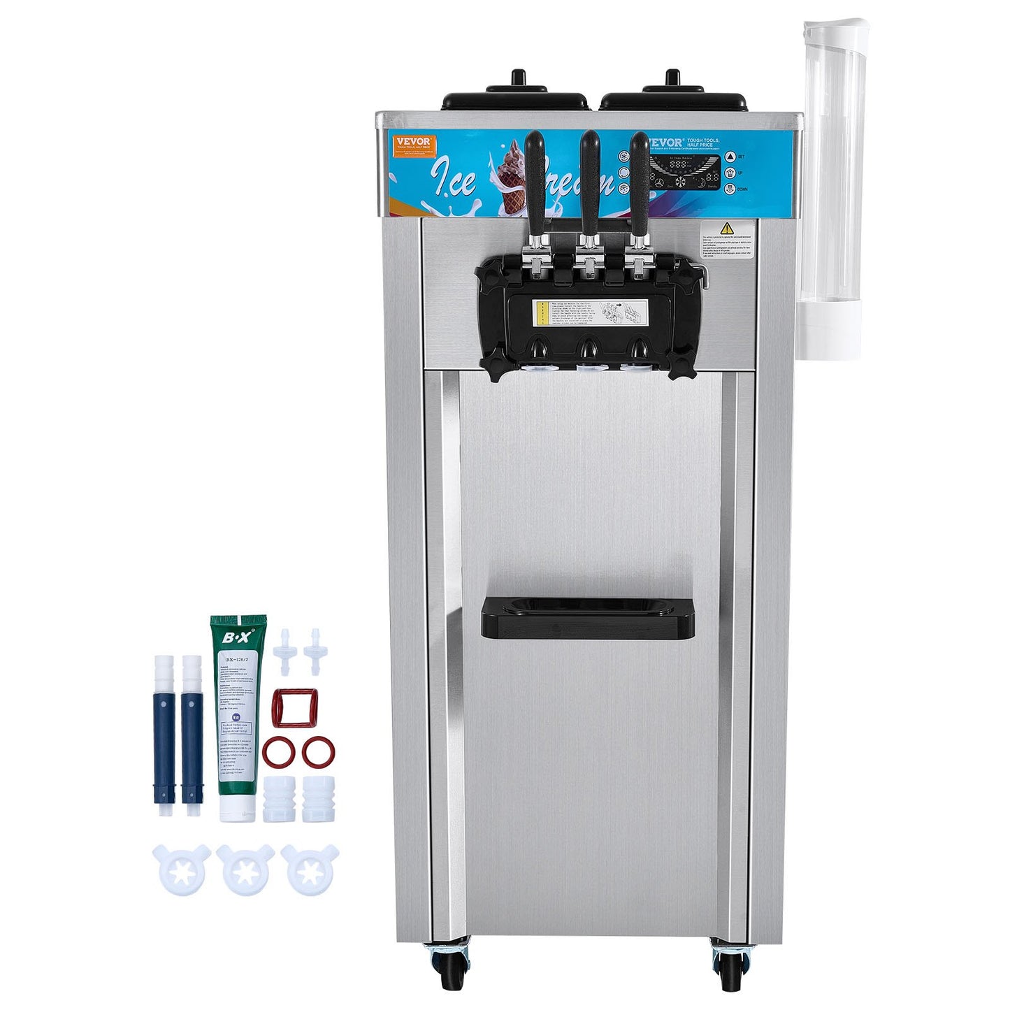 Kommersiell mjukglassmaskin 21-31 L/H Utbyte 3-smak