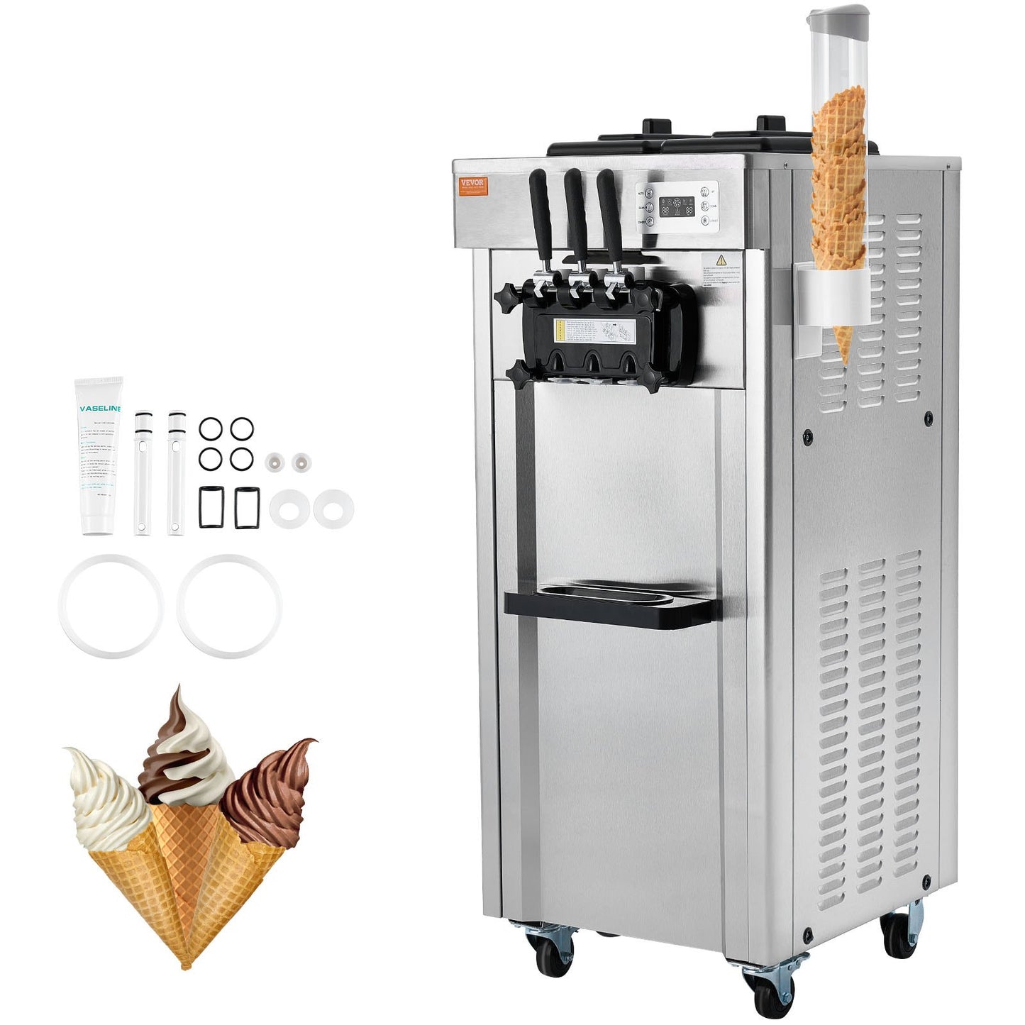 Kommersiell mjukglassmaskin 21-31 L/H Utbyte 3-smak