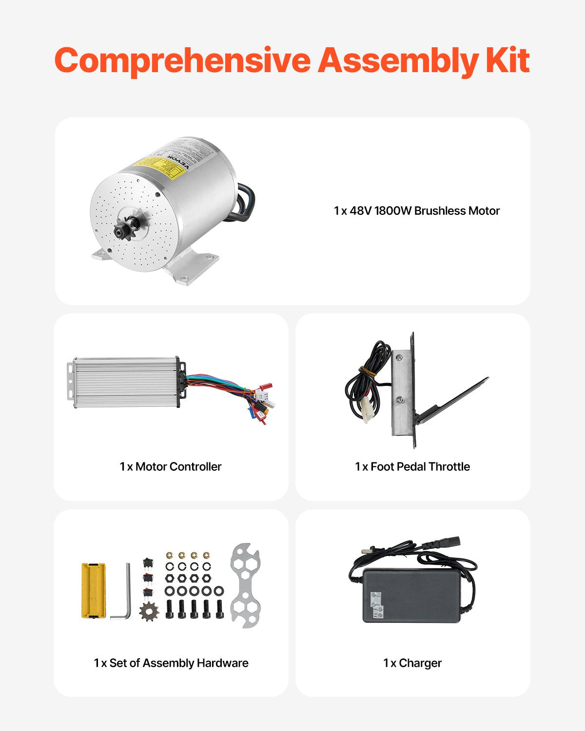1800W Electric Brushless DC Motor Kit 48V 4500rpm Motor &amp; Speed Controller