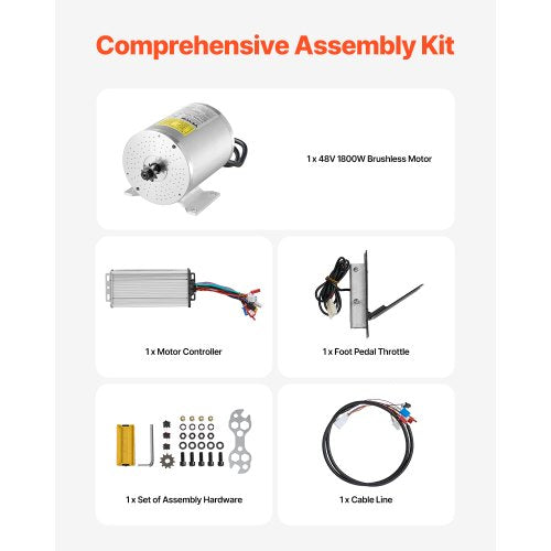 1800W Electric Brushless DC Motor Kit 48V 4500rpm Motor and Speed ​​Controller | EU