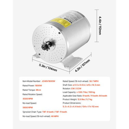 1800W Electric Brushless DC Motor Kit 48V 4500rpm Motor and Speed ​​Controller | EU