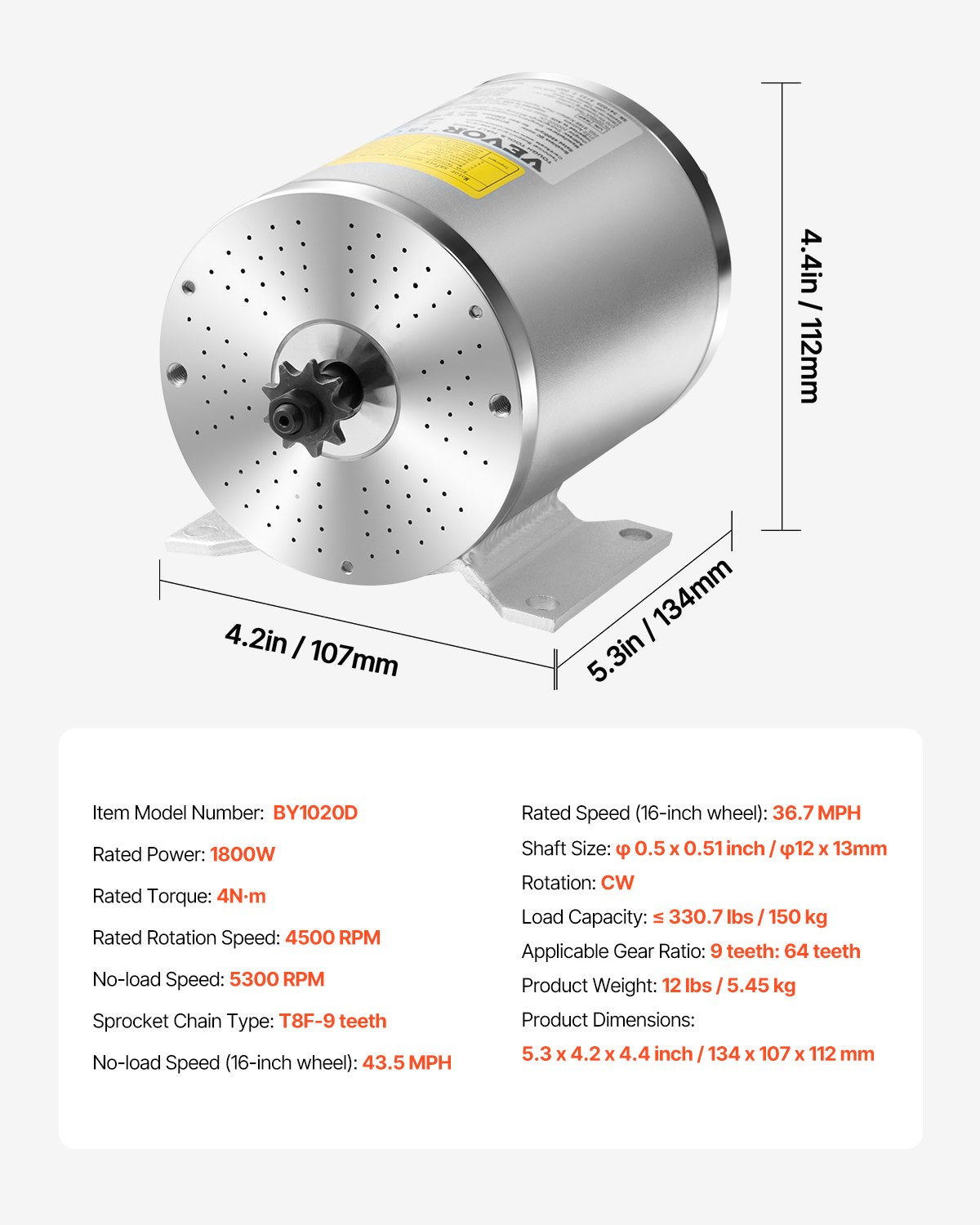 1800W Electric Brushless DC Motor Kit 48V 4500rpm with Upgraded Controller